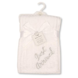 Baby Coral Fleece Stripe Wrap Blanket Embroidery