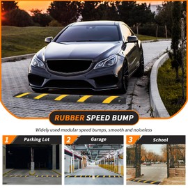 3.3 Ft Rubber Speed Bump, 2 Pack 2 Channel Modular Heavy Duty Speed Bumps Humps 25000 lbs Load Capacity, Cable Protector Ramp for Asphalt Concrete Gravel Driveway Road