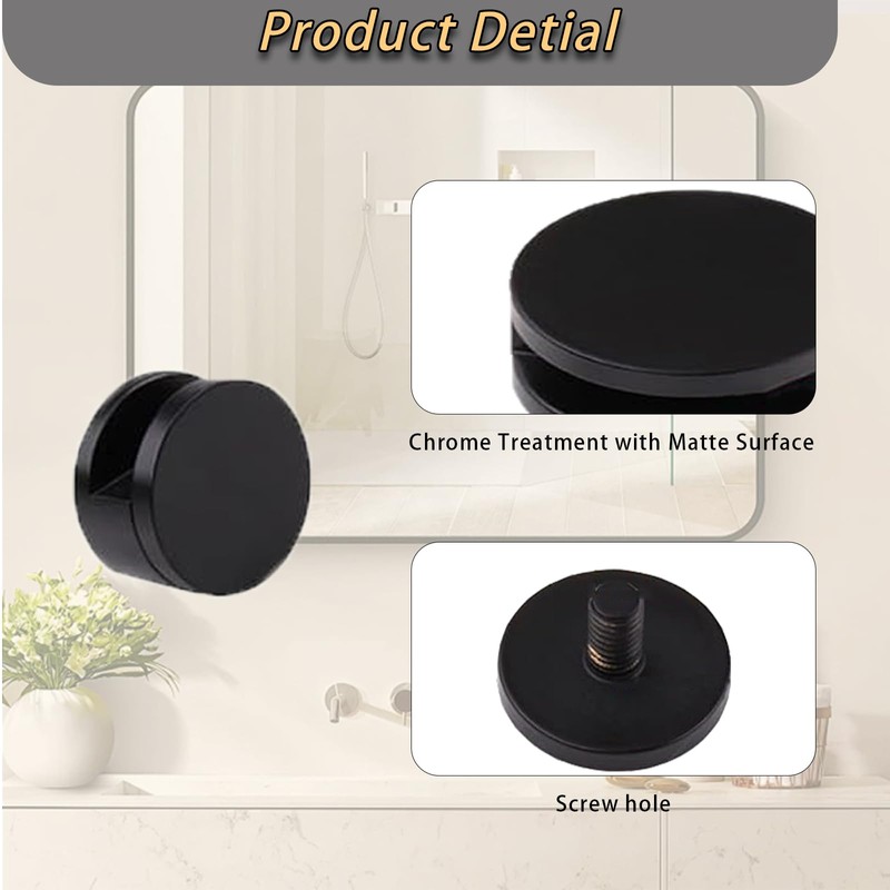 Ykendz Aluminum Mirror Mounting Clips, Round Shape Wall-Mounted Mirrors Bracket,
