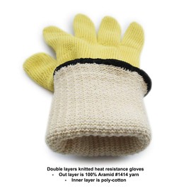 QEARSAFETY 1 Pair Long/Short Aramid Yarn Wrist Protection Gloves Heat Resistant Burning Hot Dishes/Oven/Hot Molds Heat Resistant Work Gloves (Large, Short Wrist)