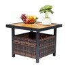 CIPACHO Outdoor Wicker Side Table with Storage & Umbrella Hole,