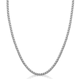 Evegfts Rolo Chain Necklace, 4MM Square Rolo Chain Necklace for Women Men Silver Rolo Cable Chain Necklace Stainless Steel Rolo Chain Necklace Square Rolo Chains-30 Inches