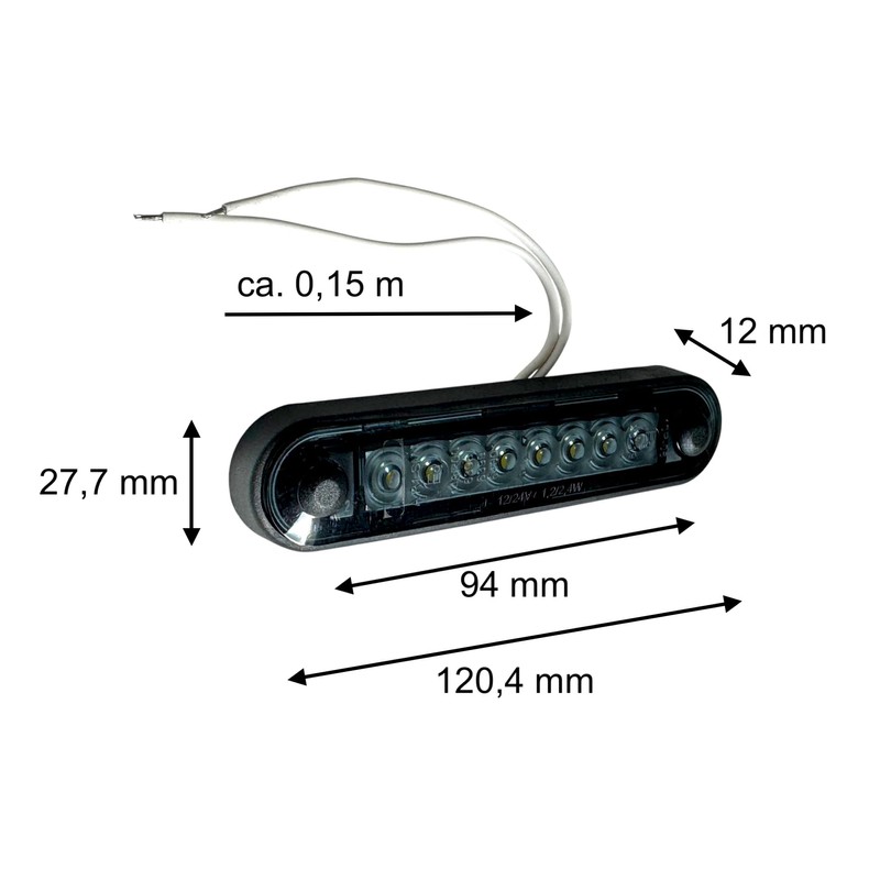 MelTruck LED Marker Light White Smoke Dark Tinted Flat Round