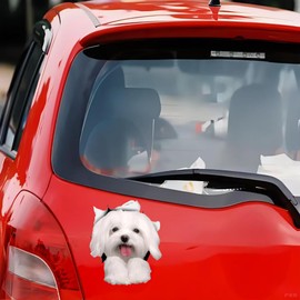 Maltese Car Sticker 18 cm (7.1 Inch) White Maltese Car Sticker Funny Maltese 3D Reflective Car Sticker Bumper Funny Decor