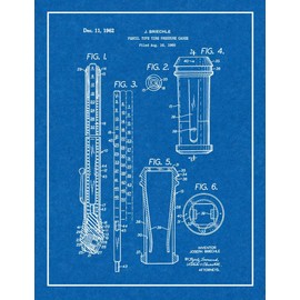 Pencil Type Tire Pressure Gauge Patent Print Blueprint with Border (16" x 20") M15847