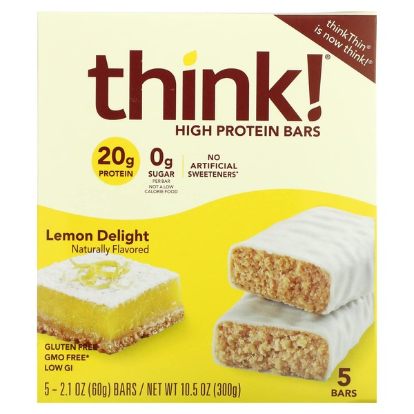 thinkThin High Protein Bars Lemon Delight - 5 Bars (one pack)