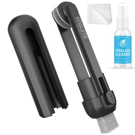Glasses Cleaner Eyeglass Cleaning Kit, Lens Cleaners Spray with Microfiber Cloth, Portable Glasses Cleaning Kit for Travel, Safe Eyeglasses Cleaner Tool, No Streaks Scratch, Black