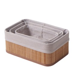 3 Pcs Bamboo Storage Baskets, Handwoven Natural Organizer Bins, Portable Woven Containers, Suitable for Home Nursery Bathroom Office Closet Shelves Countertop ﻿ ﻿