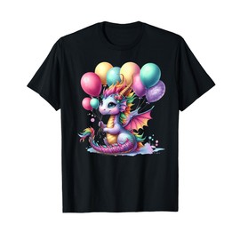 Happy Dragon Pastel Birthday Balloons Magical Party Theme T-Shirt