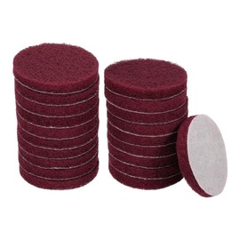 sourcing map 20pcs Scrubber Scouring Pads 500 Grits 3 Inch Drill Power Brush Hoop and Loop Surface Conditioning Disc Drill Scuffing Disc Scrub Pads for Home Kitchen Cleaning, Dark Red