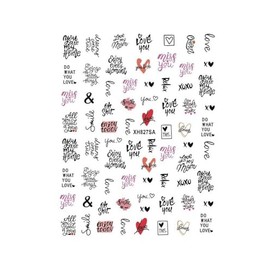 Heart Love Nail Sticker Valentine Day Bear Love You Kiss Nail Decal Sticker Xh827Sa Nail Wraps Art Stickers Manicure Supplies for Women for Home Nails Full Long Lasting Easy Apply and Remove