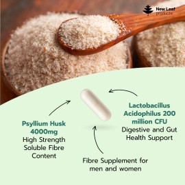 Suplemento de fibra 4000 mg cáscara de psyllium + potente acidophilus 200 millones de cápsulas de UFC