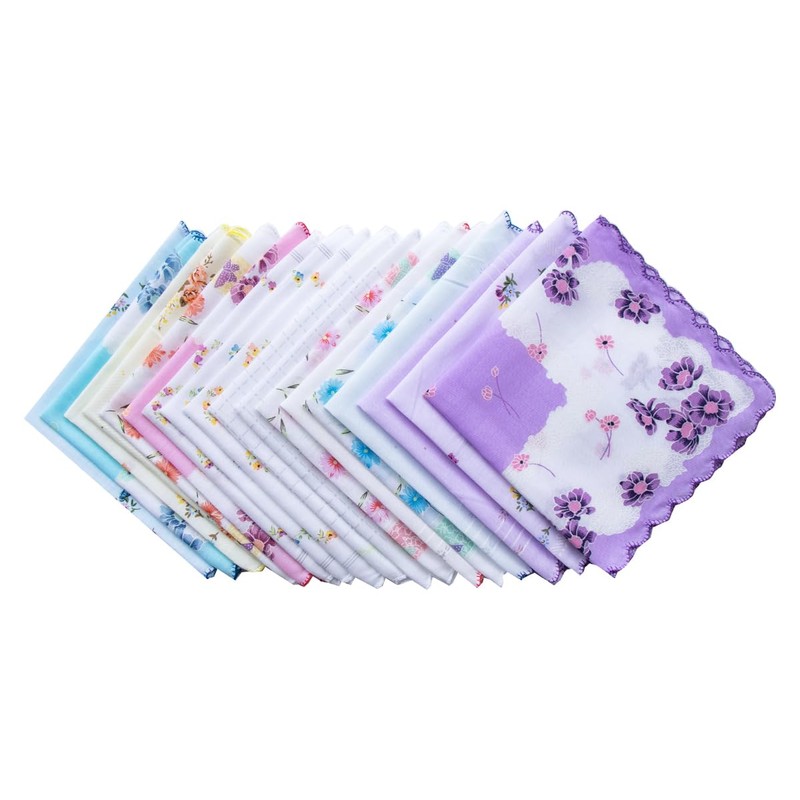 La closure Women's 100% Cotton Handkerchiefs Print Floral Handkerchief Assorted