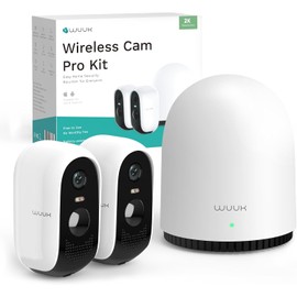 WUUK 2K HD Outdoor Surveillance Camera, Add-on Camera, Home Surveillance Cameras, Night Vision, No Monthly Fee, IP66, Compatible with Alexa & Google, Requires Base Station