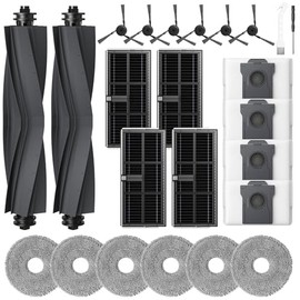 Accessories for Dreame L40 Ultra (Gen 2)/ X40 Ultra/ X40 Master/ D30 Ultra, for MOVA P10 Pro Ultra (Gen 2)/ P50 Pro Ultra, 2*Rubber Main Brushes, 4*Dust Bags, 6*Mop Pads, 4*Filters, 6*Side Brushes
