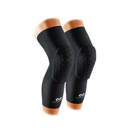 McDavid M6446 HEX Leg Sleeve EX, Long, Compression, Sweat Absorbent, Quick Drying, Shock Absorption, Protection, Pack of 2, XL, Black, Sports Basketball