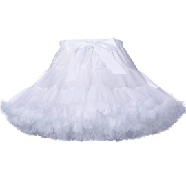 Olaorell Women's Petticoat Skirt Tulle Tutu Puffy Cosplay Skirts Dance Pettiskirts Short Underskirt (White Skirt) One Size