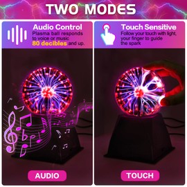 CGBOOM Plasma Ball 4 Inch, Touch and Sound Sensitive Plasma Lamp, Science Kits for Kids, Great Educational Boys Toys Gift, Cool Things for Decoration, Magic Night Light