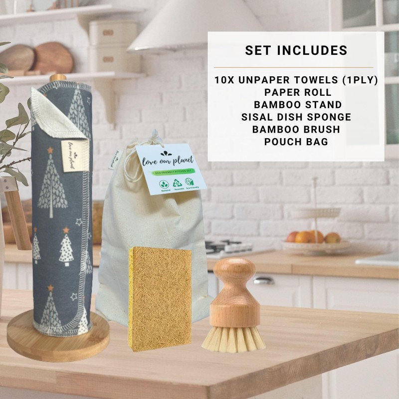 Love Our Planet 1Ply 10 Reusable Unpaper Towels, Eco Friendly