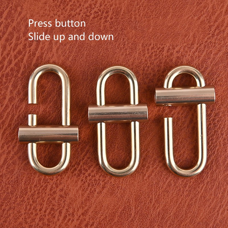 Brass Keychain, Smal Oval Slide Locking Snap Lock Clip Buckle