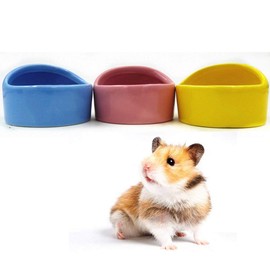 2 Pcs Gradient Side Hamster Ceramic Bowl,Cute Small Animal No Spill No Turnover Food Water Bowl Dish Holder for Guinea Pig Rodent Rat Gerbil Cavy Hedgehog Dwarf Feeder Feeding Basin Bowl,Pet Supplies