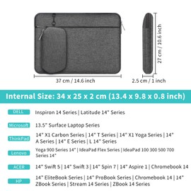 Alfheim 14-14.2 inch Laptop Sleeve Case, Waterproof Shock Resistant Lightweight Bag with Accessory Pocket, Protective Notebook Case with Detachable Small Bag, Compatible with 14.2” MacBook Pro A2442