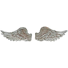 Fyne-Finds Set of 2 of Angel Wings Cherub Vintage Shabby Chic Wall Art Home Decor Silver Gift