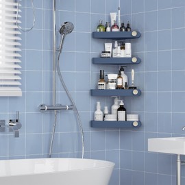 Sotfamily Corner Shower Caddy, 4 Pack Adhesive Corner Shower Shelves for Inside Shower, Plastic Shower Organizer for Bathroom Storage, Navy