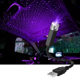 URAQT LED Car Ceiling Starlight, Adjustable Car Interior Atmosphere Light Multiple Modes Plug and Play USB Mini Car Ceiling Starlight Projection LED Light Universal for Car Home Party (Purple/Blue)