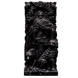 Odin statue, Allfather, norse gods, wood carving altar heathen asatru viking god and goddes sculpture wooden scandinavian pantheon (Black)