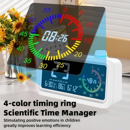 Gorphi 60-Minute Visual Timer for Kids, Pomodoro Timer, Rechargeable Alarm Clock, Dual Display, LCD Time Reminder - Ideal for Homeschooling, Teaching, and Time Management Gifts for Kids (White)