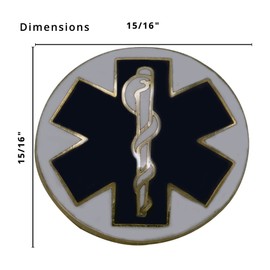 Smith & Warren Round Blue and White Enameled Medical Star Of Life Collar Brass Rank Insignia Gold Finish Emergency Medical Technician Uniform Pin