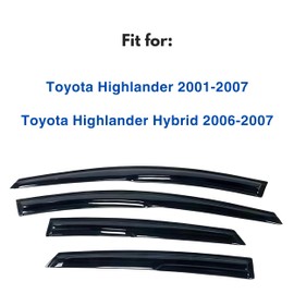 IG Window Visor for Toyota Highlander 2001-2007 & Highlander Hybrid 2006-2007, Rain Guard Tape-On Durable Side Vent Window Deflector Mugen Style, 2001 2002 2003 2004 2005 2006 2007