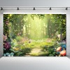 Enchanted Forest Backdrop 9x6ft Fairytale Wonderland Backdrop Mushroom Flower Woodland