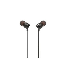 JBL Tune 110 - Auriculares intrauditivos de Sonido de Graves Puro, Control Remoto de 1 botón, micrófono y Cable Plano sin enredos (Negro)