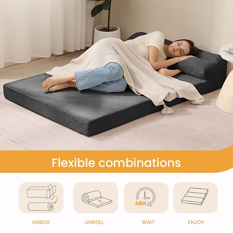 feliz home Folding Mattress Twin, Convertible Sofa Bed Foldable Futon