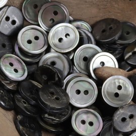 20 Pieces Genuine Natural Black Mother of Pearl Buttons, 2 Hole Real Black MOP Buttons for Women Men Shirts Dresses Polo Skirts Sewing DIY (Black 11.5MM)