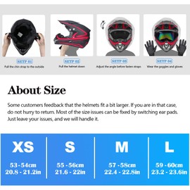Youth Kids Motocross Helmet, Adult ATV Dirt Bike Helmet, Off-Road BMX 4-Wheeler Full Face Motorcycle Helmet W/Goggles Gloves & Mask, DOT Approved, Purple Blue, M