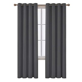 Deconovo Grommet Blackout Curtains Room Darkening Thermal Insulated Curtains for Sliding Glass Door 52x96 Inch Dark Grey Set of 2 Panels