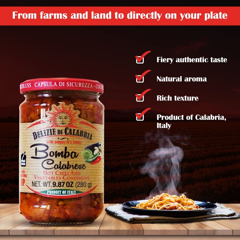Bomba Calabrese Italian Hot Sauce Spread 9.87 Ounce - Pack