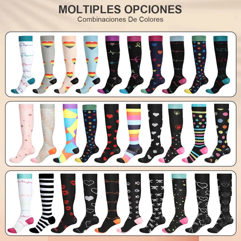 10 Pares Calcetas Compresión U Alivia Varices Y Circulación