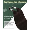 Ugeat Nano Bead Hair Extensions Human Hair Brown 24 inch