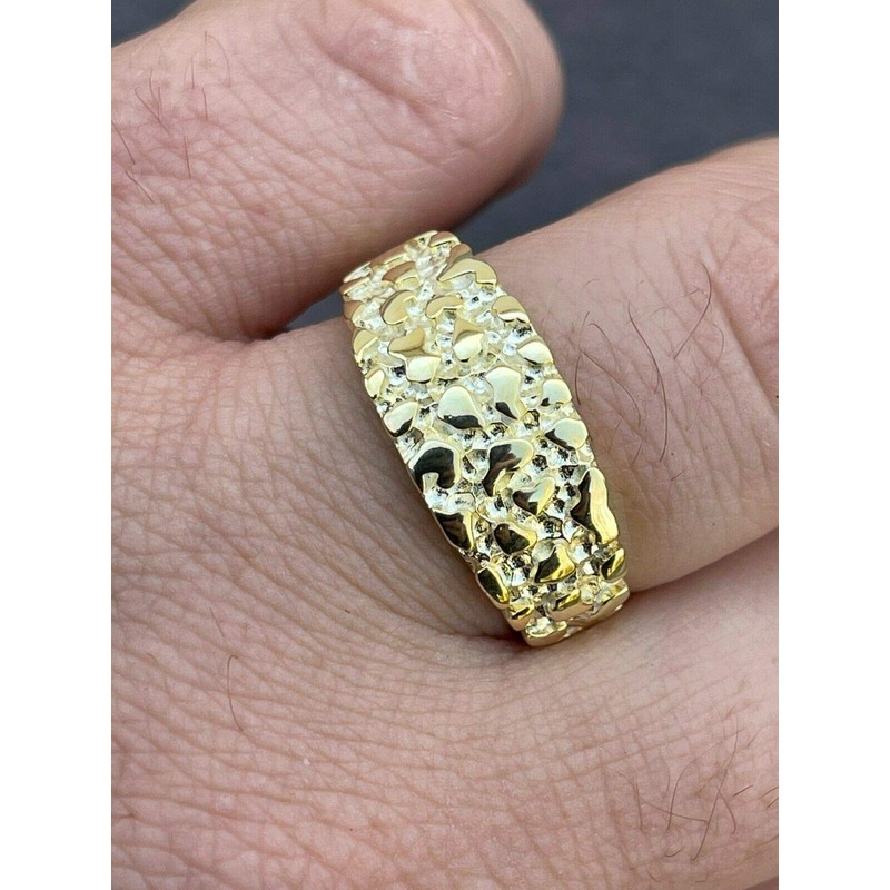 Men's Nugget Ring - Plain Solid 925 Sterling Silver Ring