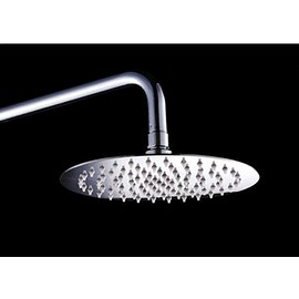 'K32 B29SS 250 mm (10) 18/8 304 Stainless Steel Chrome Luxury Ultra Slim Round Shower Head with Shower Arm 350 mm Length, Stainless Steel, Chrome)