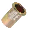 M8-1.25 Flat Head Rivet Nuts, Carbon Steel Yellow Zinc Knurled