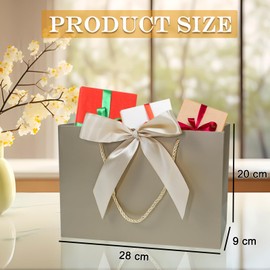 BIHIYII 2Pcs Brown Gift Bags Medium, Valentines Gift Bags for Presents, Birthday Gift Bag, Christening Wedding Bridesmaid Gift Party Bags for Her Him, 28 x 20 x 9 cm