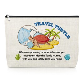 Travel Turtle Makeup Bag Turtle Lovers Gifts for Women Inspirational Positive Gifts for Her Friend Sister Trip Vacation Cosmetic Bag Sea Animal Lover Present Christmas Birthday Present Travel Pouch