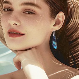 Frigotine Natural Stone Dangle Drop Earrings for Women, Boho Healing Stone Tear Blue Turquoise Gemstone Lightweight Dangling Earing Prom Jewelry Gift