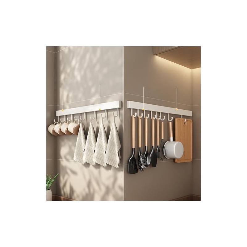 30 cm Hook Rail Kitchen Hanger for Kitchen Utensils, White