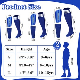 Gosodeny Soccer Shin Pads Set with Shin Sleeves and Long Soccer Socks, Blue, Medium, Unisex, Soccer, SHIN GUARD, EVA